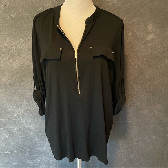 Calvin Klein Roll Sleeve Blouse - Picture 9 of 12